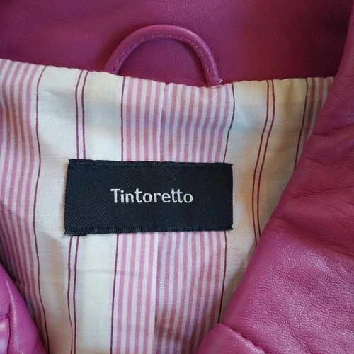 Vintage purple leather jacket Tintoretto used, size L