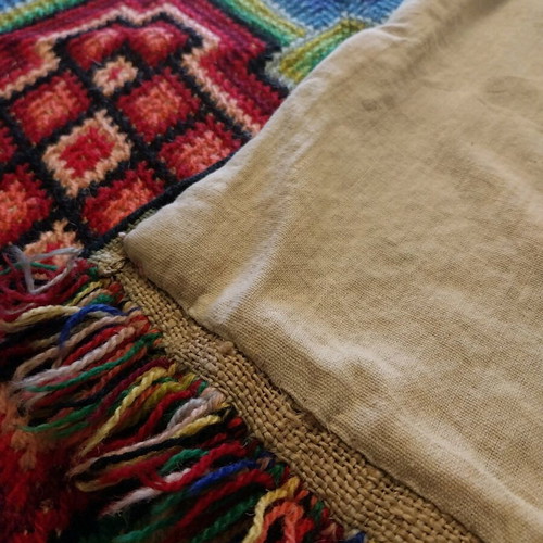 Handmade antique embroidered rug like new