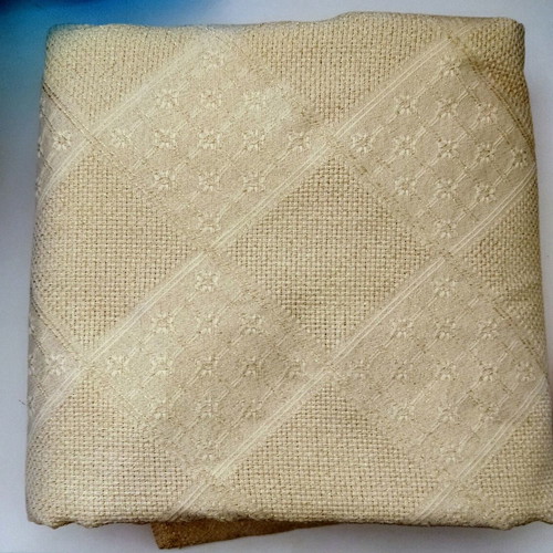 Etamin embroidery fabric with gold squares, beige - ecru, counted canvas