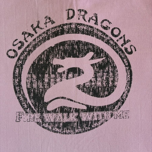 Y2K Harajuku Japanese Streetwear Osaka Dragons Layered Pink Polo Shirt XL like new