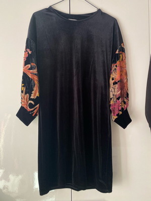 Black velvet dress with semi-transparent tulle sleeves, like new