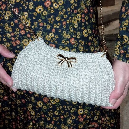 Handmade beige clutch with gold details new
