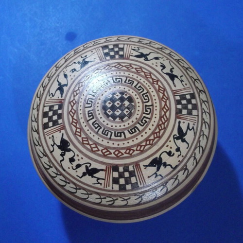 Handmade Geometric Period Ceramic Trinket Box used