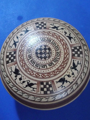 Handmade Geometric Period Ceramic Trinket Box used