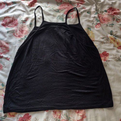 Decoro black tank top like new with thin straps and print