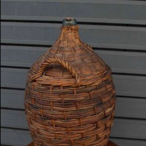 Old wicker demijohn used, dimensions 65x35