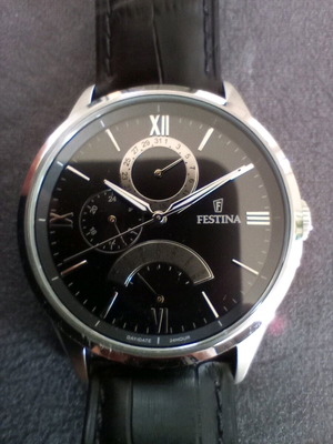 Festina Retrogade men's watch new, black and silver