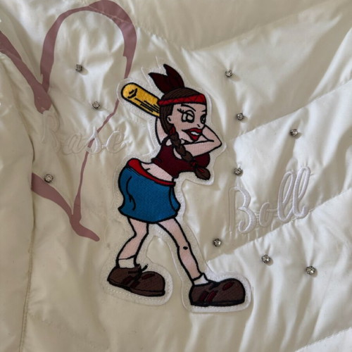 Sweet Years white jacket used with down filling and removable hood