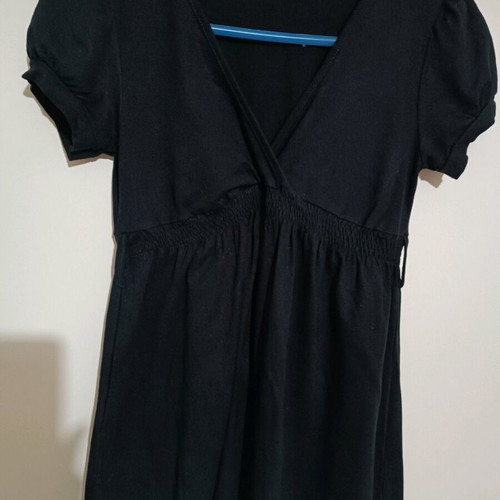 Jelo black blouse short sleeve wrap style like new
