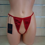 Women's red open string with decorative heart chain, new, one size