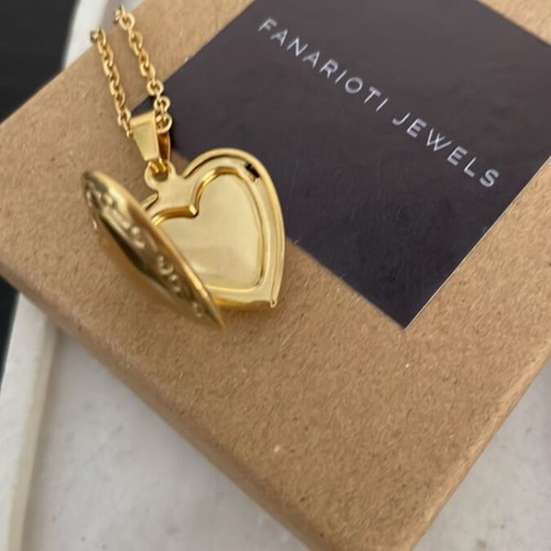 Heart Locket Pendant new, steel gold and silver