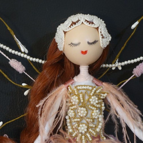 Pink fairy decorative composition new with metal frame