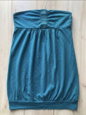 Strapless Bershka blouse medium like new, petrol color