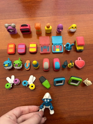Small rubber toys and erasers like new, set of 29 pieces