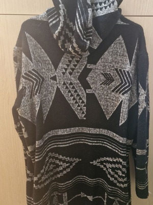 Men's Long Quilted Cardigan with Hood New, Black and Gray