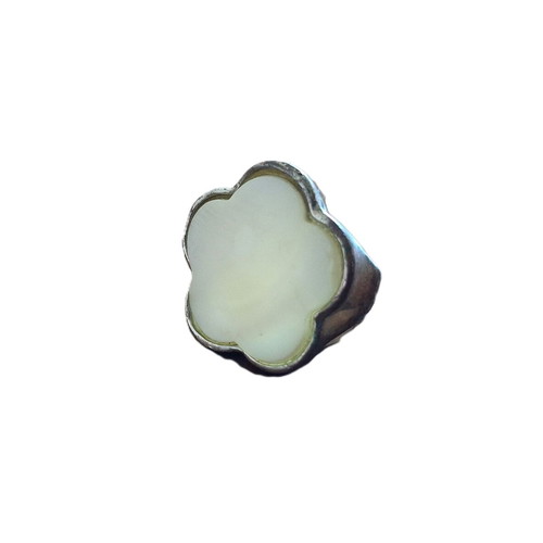 Vintage ring with mother of pearl silver plated used