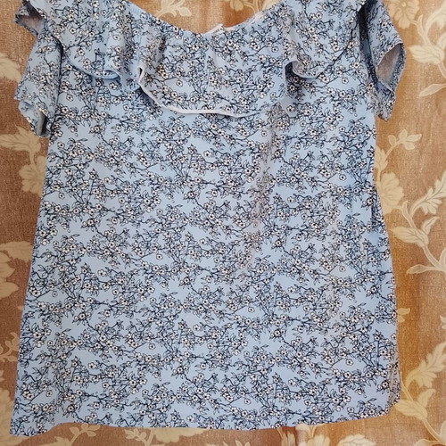 Plush size floral blue blouse, 2/3XL, size 52/54