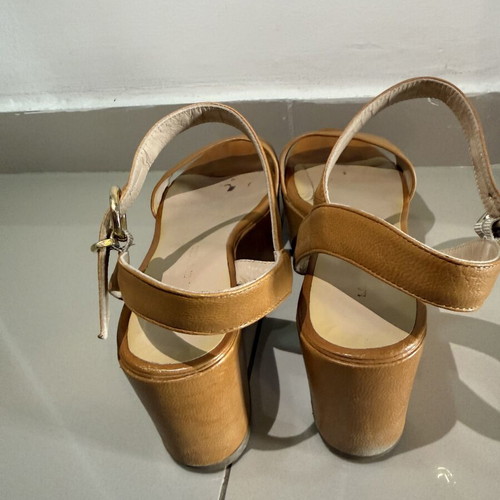 Platform sandals size 41 used, tan color, 8cm heel