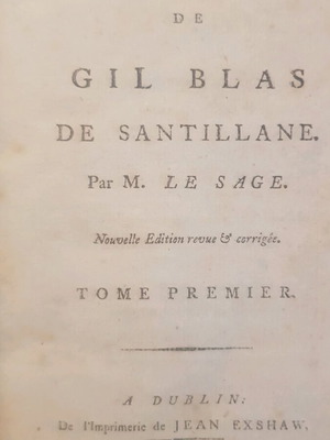 1796 Les Avantures de gil blas de  Santillane par M.Le SAGE Dublin  tome premier σελίδες 362