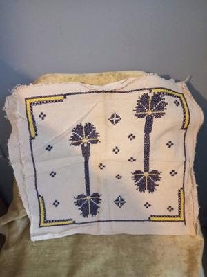 Embroidered pillow like new double-sided, hand-stitched