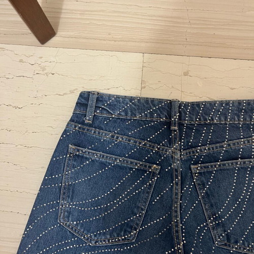 Zara blue low-rise jeans with rhinestones new
