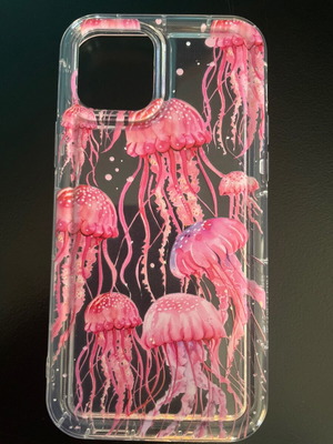 Θήκη για iPhone 12 καινούργια διαφανής με σχέδιο ροζ φούξια τσούχτρες