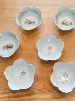 Μπολ σερβιρίσματος μεταχειρισμένα σε σχήμα λουλουδιού, πορσελάνινα Ιαπωνίας, πακέτο 6