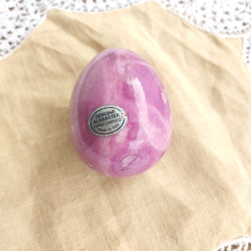 Handmade egg from genuine purple alabaster, new, Made in Italy
