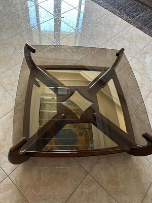 Coffee table used with bronze glass and mirror