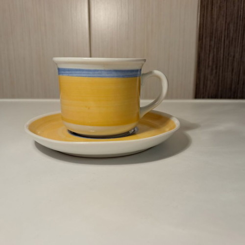Coffee cup and saucer set for Greek coffee or espresso, new, porcelain