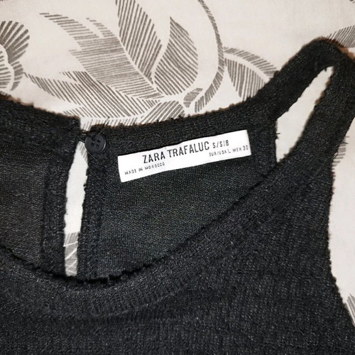 Zara black tweed off-shoulder top like new with fringes