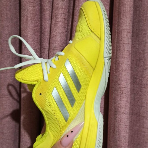 Adidas athletic shoes used, size 38 2/3, neon yellow