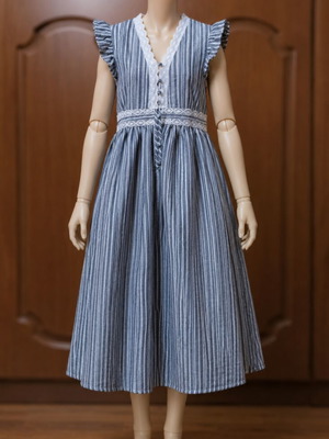 Occult sleeveless midi dress size 38/40 like new, cotton striped