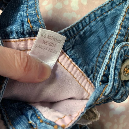 Next denim dress for baby 6-9 months with cat design like new