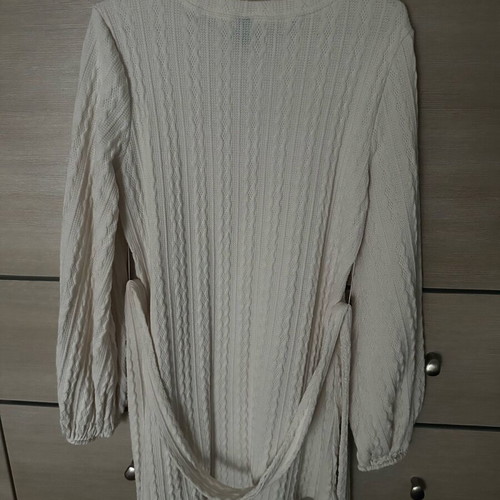Shein blouse dress like new, white and beige with belt