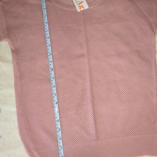 Pink knitted blouse new, round neck, 3/4 sleeves