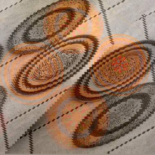 Vintage ξύλινα πιάτα τοίχου μεταχειρισμένα, πακέτο 4