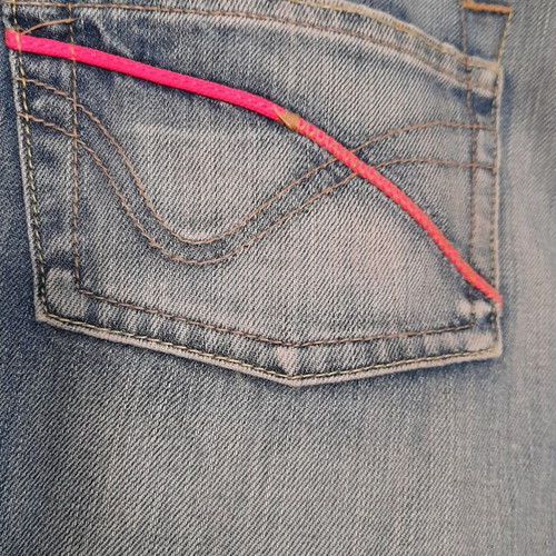 Bershka denim bermuda shorts used with pink stitching, size 36