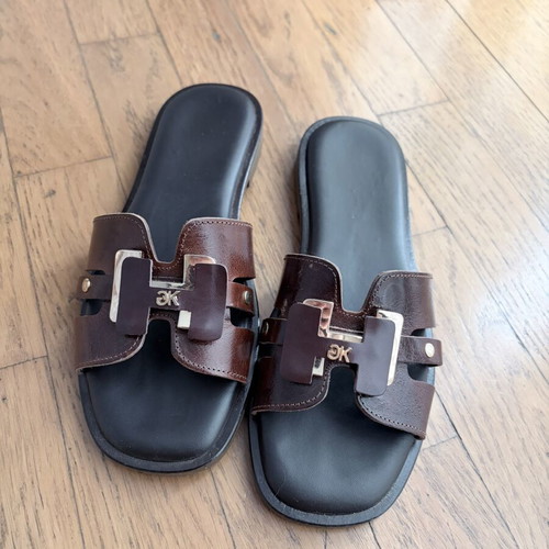 Gianna Kazakou leather slippers dark brown, like new, size 38
