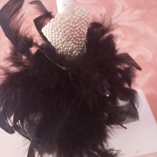 Easter candle female new with feathers and white pearls