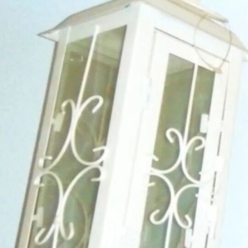 Decorative lanterns used, white, 25-30cm, metal and wood