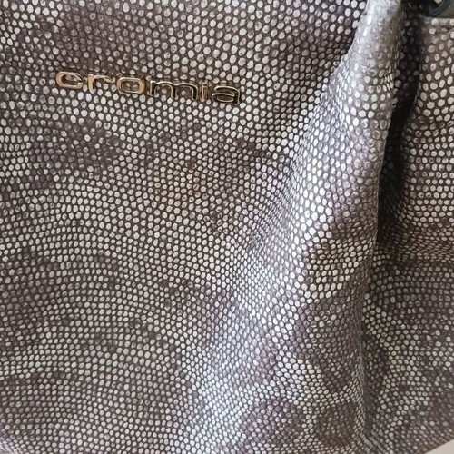Cromia handbag used, brown with snake print effect