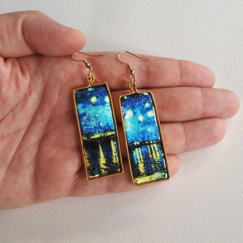 Van Gogh Starry Night Earrings new handmade hypoallergenic