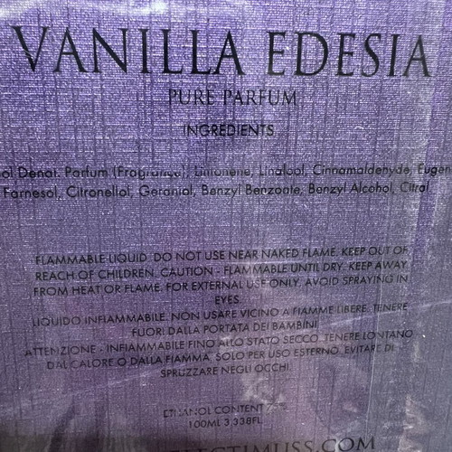 Electimuss Vanilla Edesia unisex niche perfume