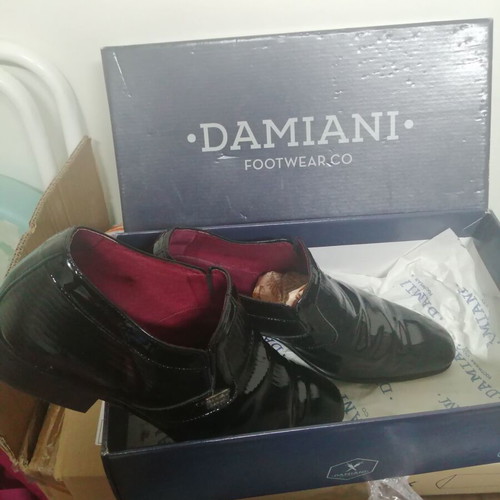 Damiani dress shoes size 41 new, black leather-patent