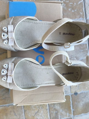Mayoral girls' ballerina shoes like new, beige, with glitter and straps