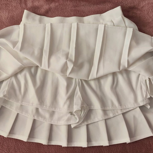 Shein white mini pleated skirt new