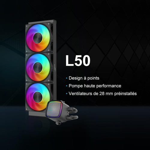 SAMA L50 AIO Water Cooler 360mm with ARGB Pump and 3×120mm Fans