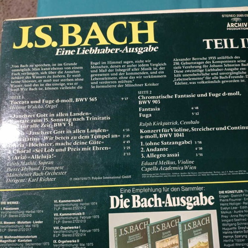 J.S. Bach classical vinyl record like new
