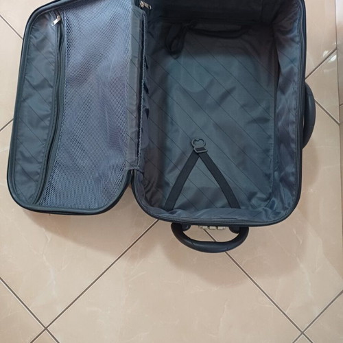 Blue fabric suitcase with 2 wheels, height 58cm, like new